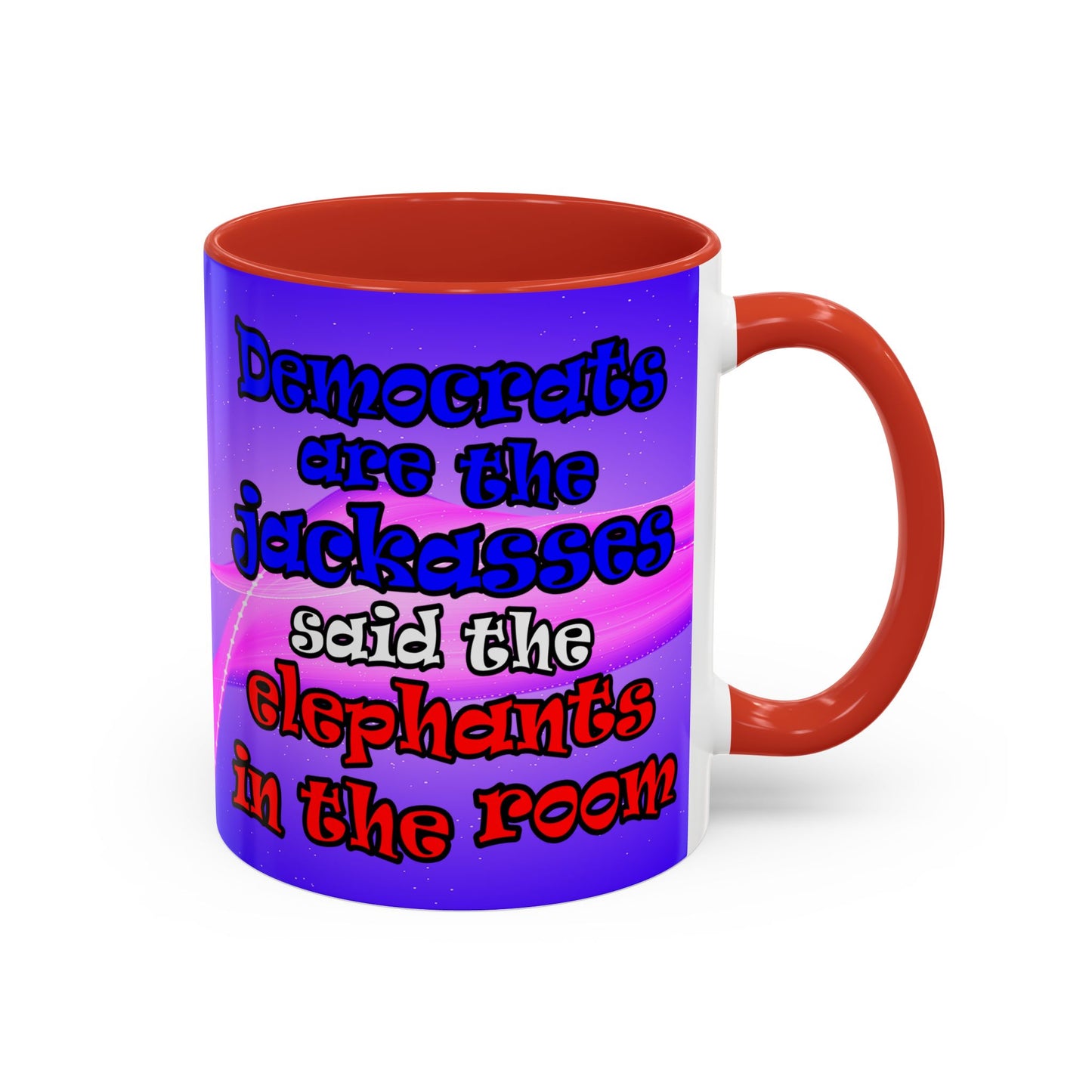 donkeys and elephants - Accent Mug (purple-pink wave)