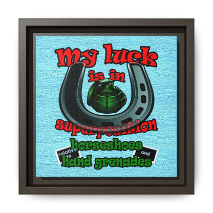 my luck - framed canvas art (faded blue)