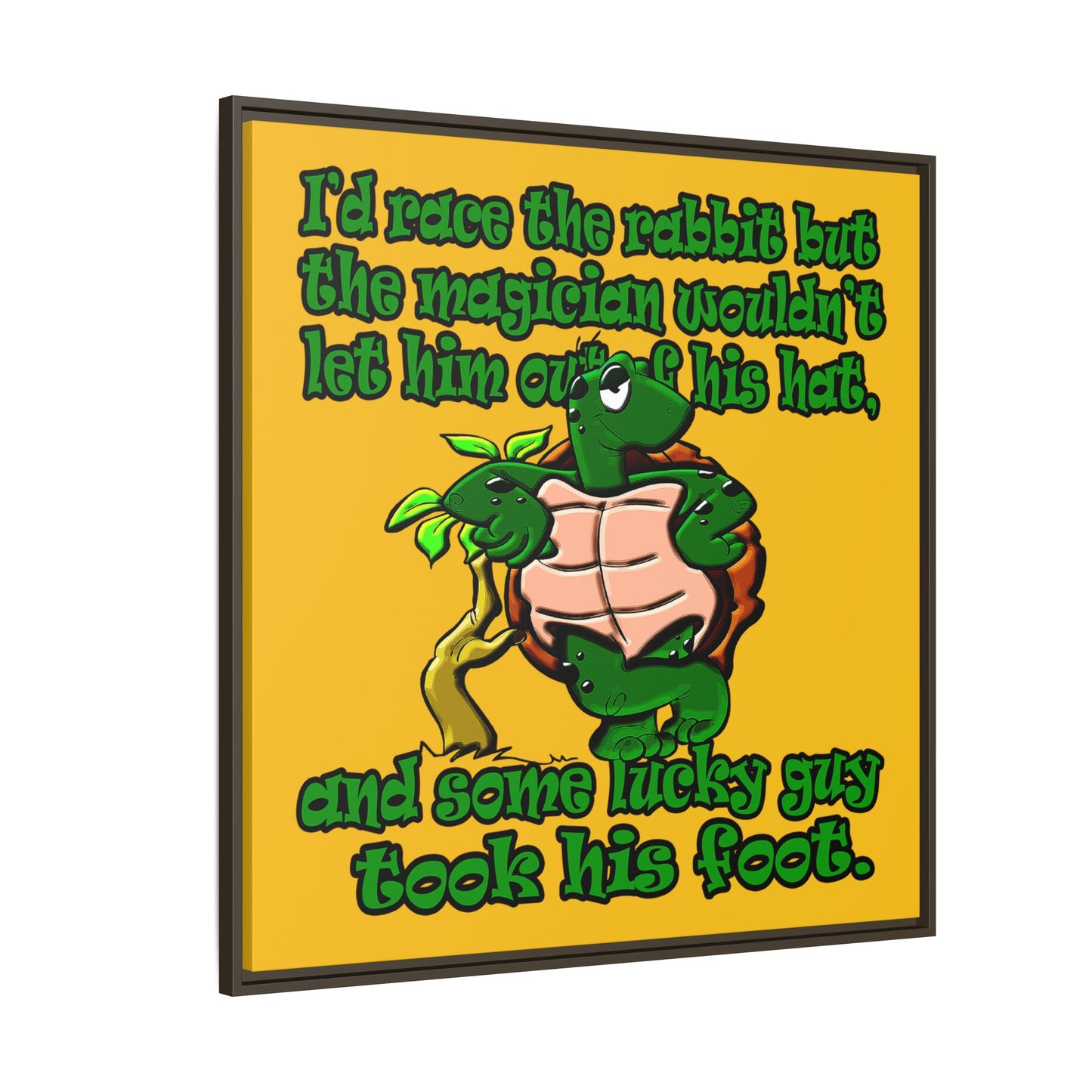 turtle race - framed canvas art (yellow)
