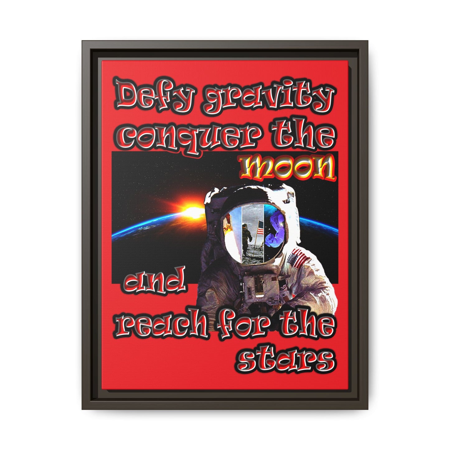 defy conquer reach - framed canvas art (red)