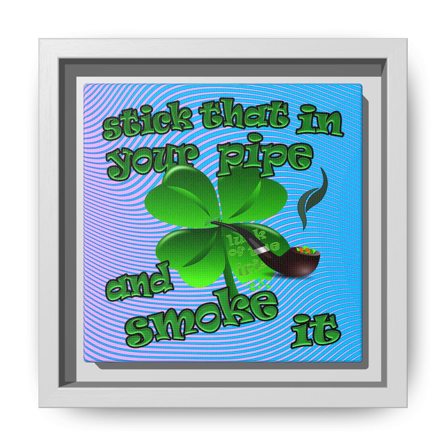 stick that in your pipe and smoke it - framed canvas art (light blue-purple wave)