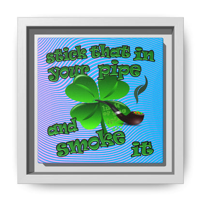 stick that in your pipe and smoke it - framed canvas art (light blue-purple wave)