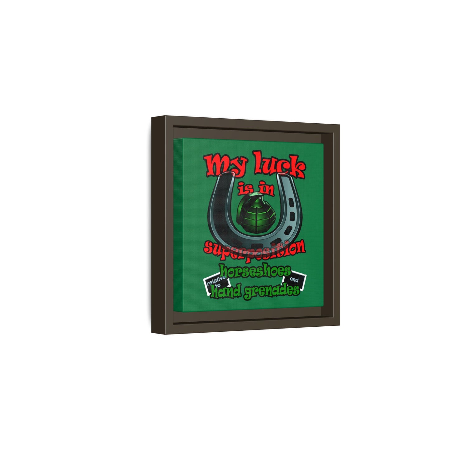my luck - framed canvas art (dark green)