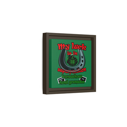 my luck - framed canvas art (dark green)