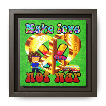 love peace - framed canvas art (green turf)