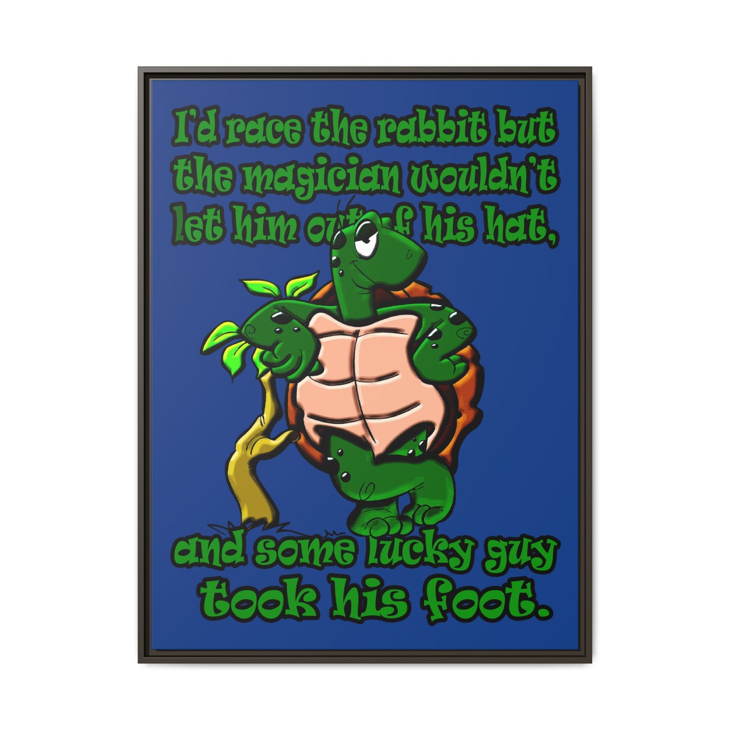 turtle race - framed canvas art (dark blue)