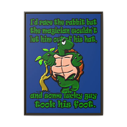 turtle race - framed canvas art (dark blue)