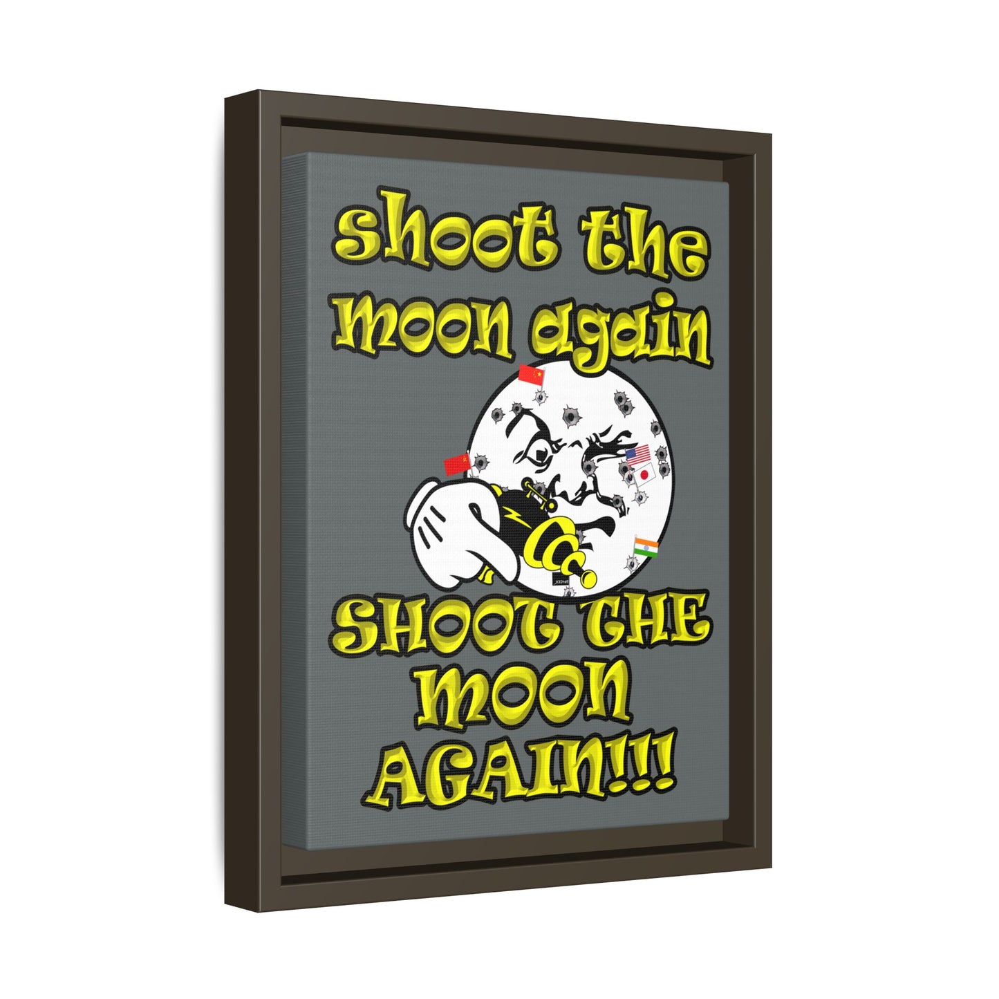 shoot the moon again - framed canvas art (dark grey)