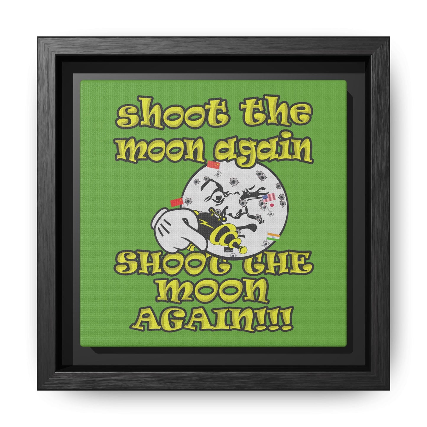 shoot the moon again - framed canvas art (green)