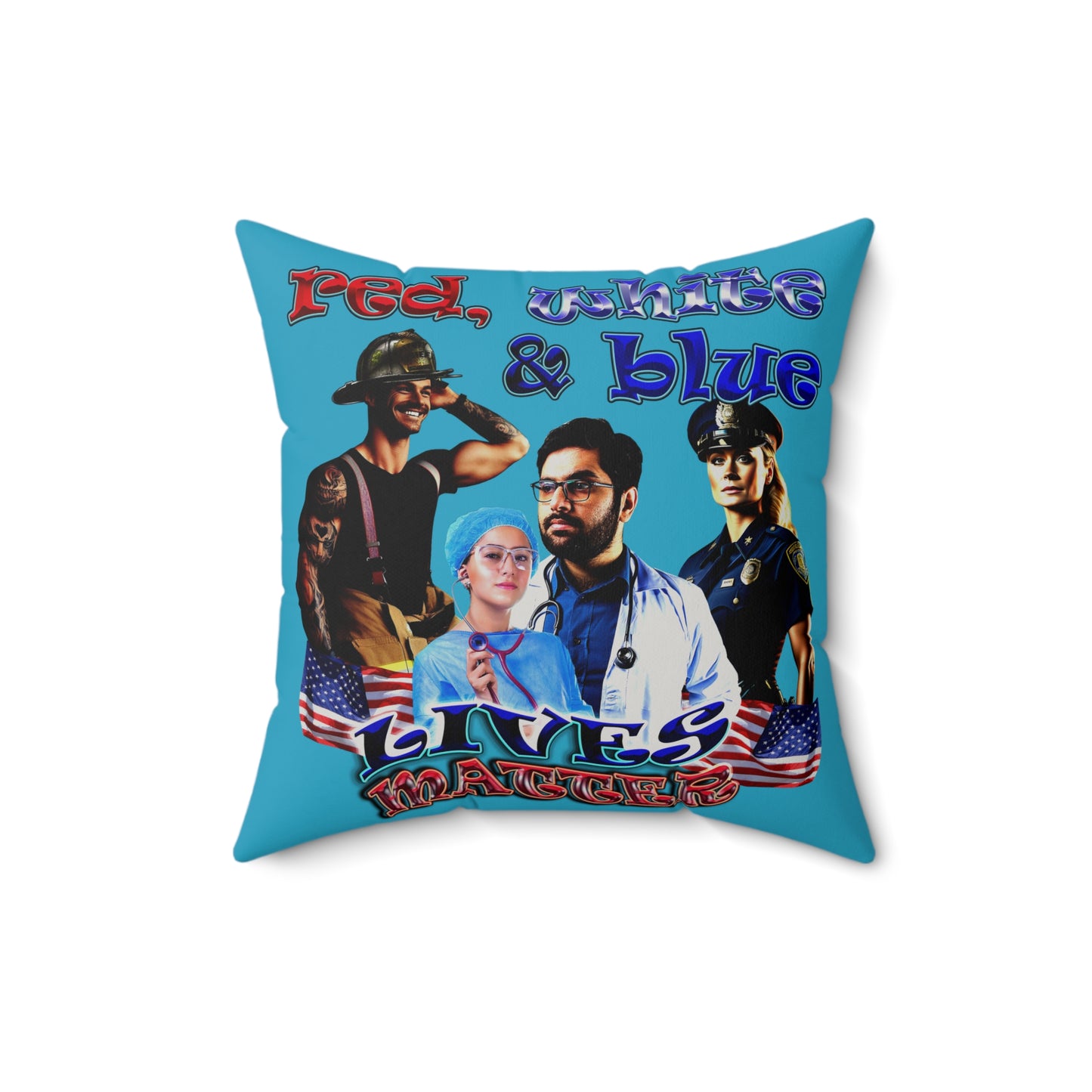rw&b lives matter - Faux Suede Square Pillow - (turquoise)