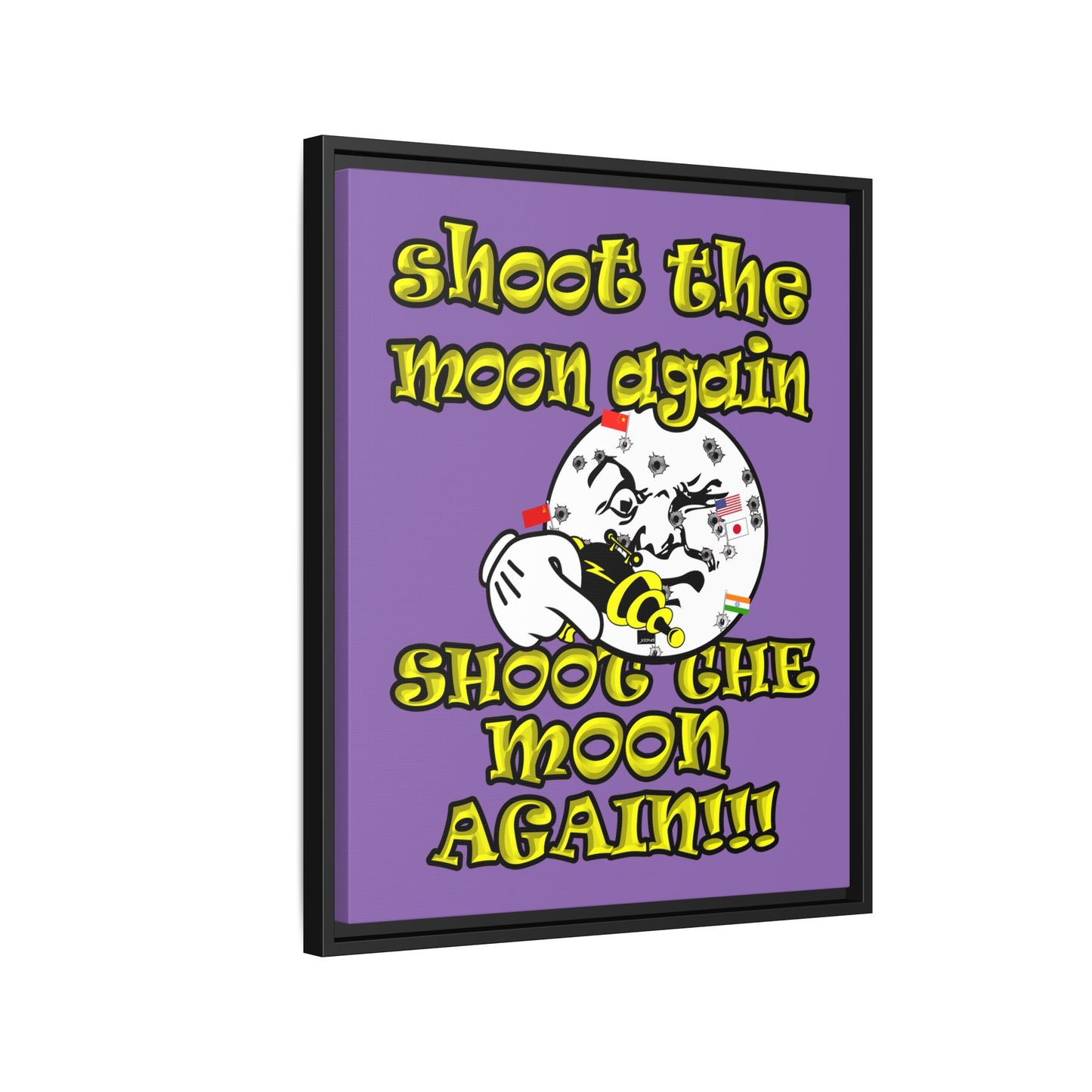 shoot the moon again - framed canvas art (light purple)