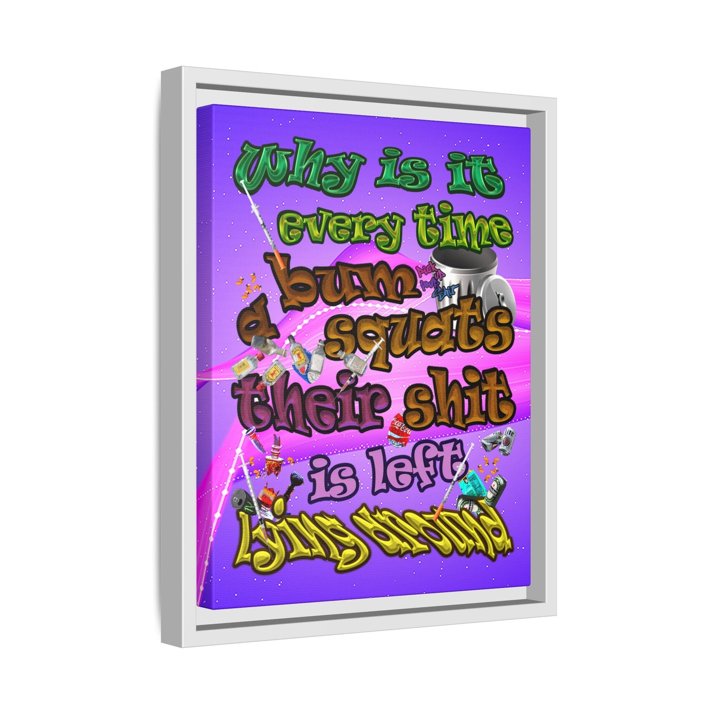 the bum's shit - framed canvas art (purple-pink wave)
