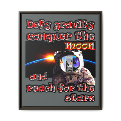 defy conquer reach - framed canvas art (dark grey)