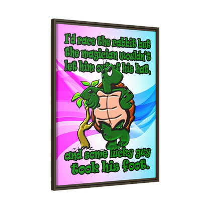 turtle race - framed canvas art (light blue-pink wave)