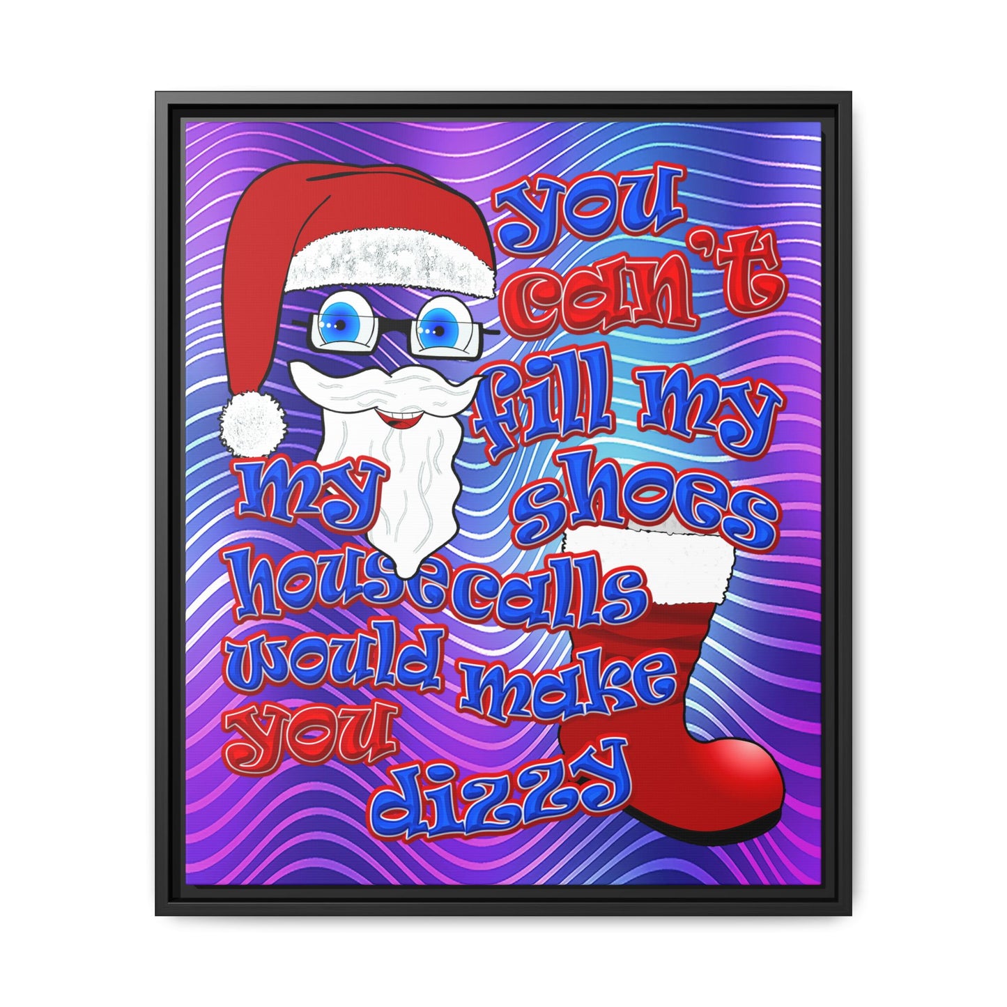 santa's shoes - framed canvas art (purple wave)