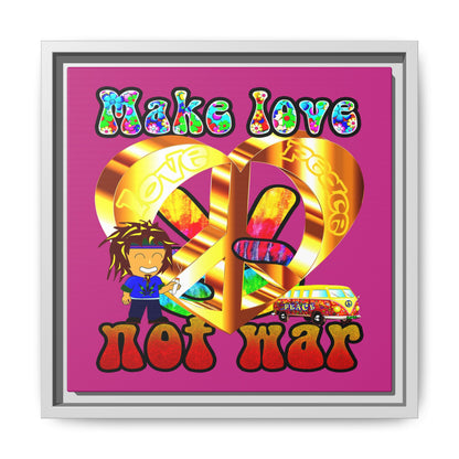 love peace - framed canvas art (pink)