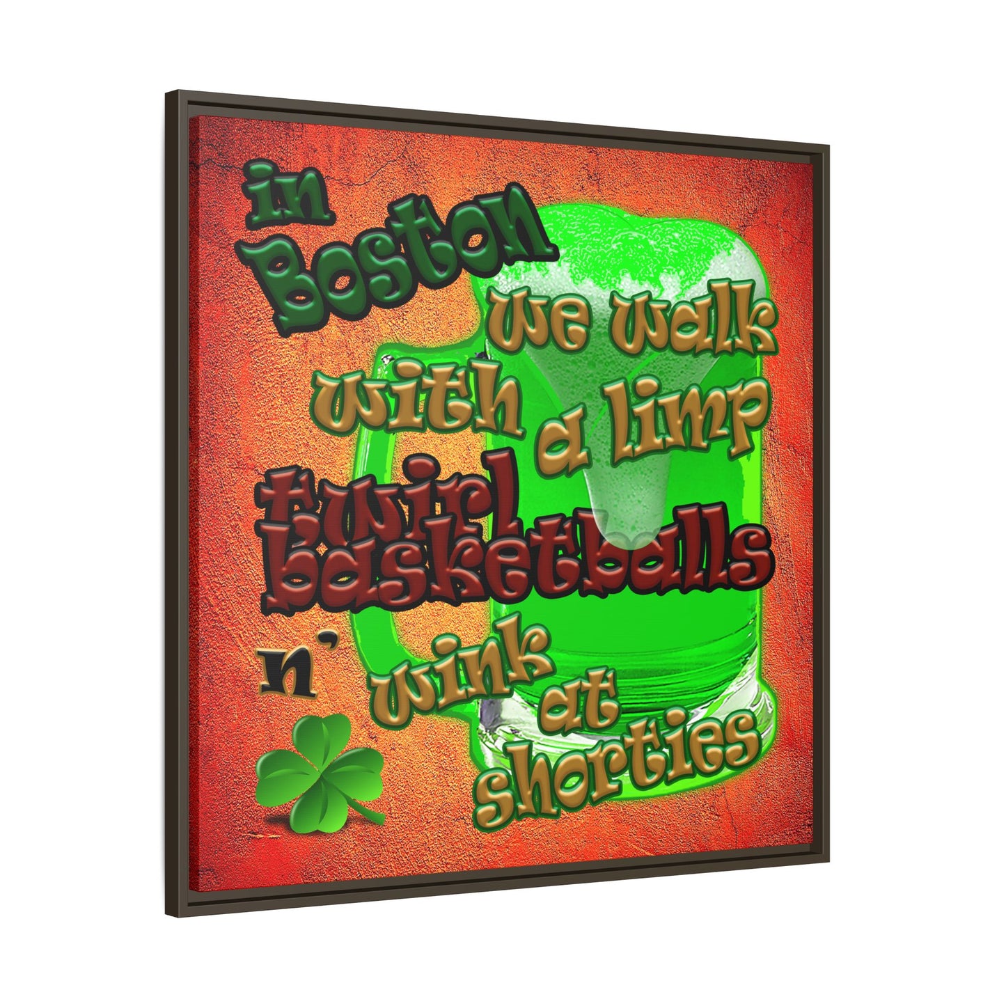 celtics logo - framed canvas art (burnt orange)