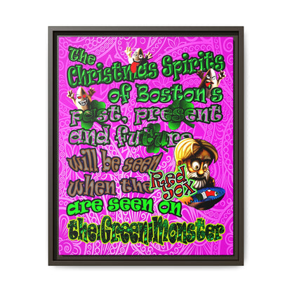 christmas spirits of boston - framed canvas art (pink swirl)