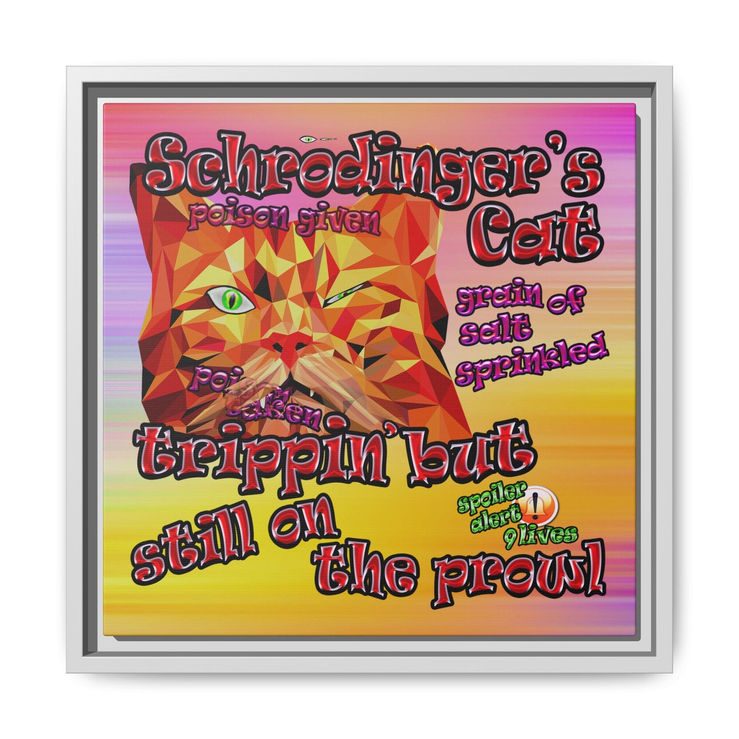 schrodinger's cat - framed canvas art (color blur)