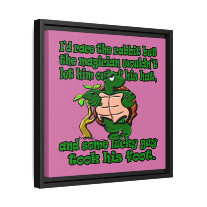 turtle race - framed canvas art (light pink)