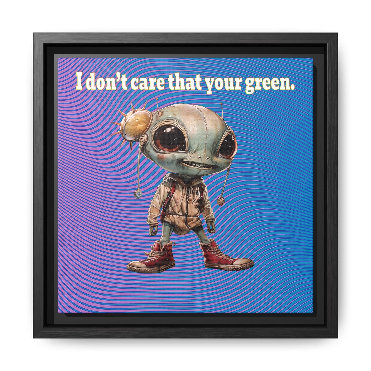 I don't care that your green - framed canvas art (light blue-purple wave)