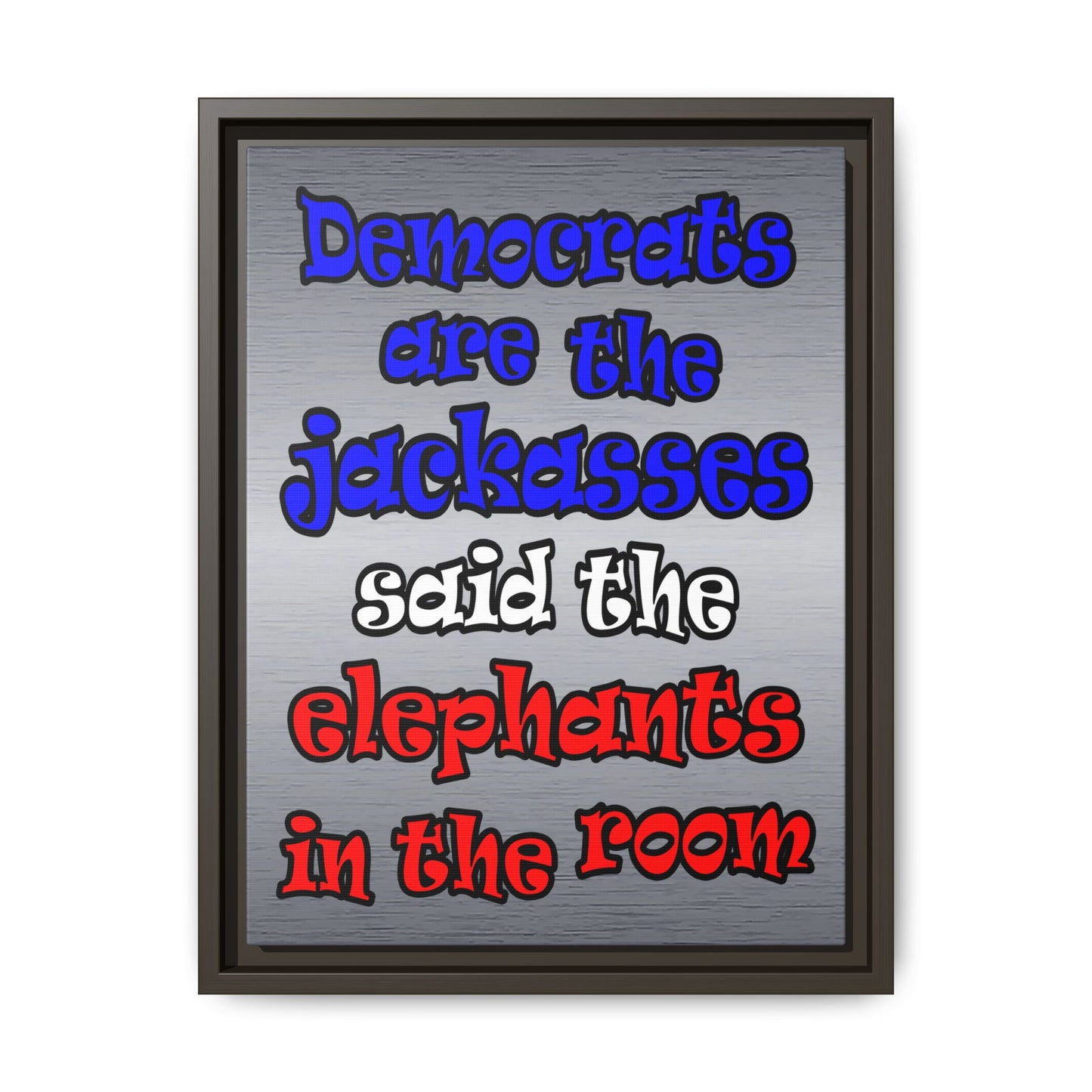 donkeys and elephants - framed canvas art (brushed nickel)