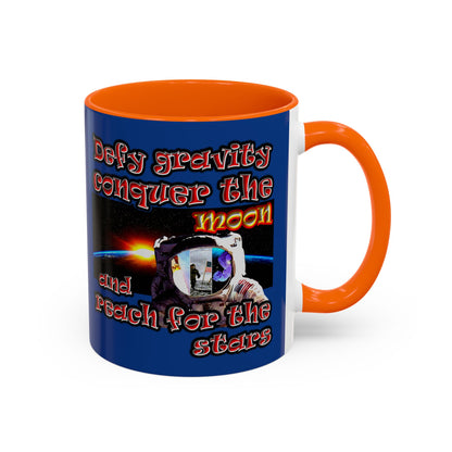 defy conquer reach - Accent Mug (dark blue)