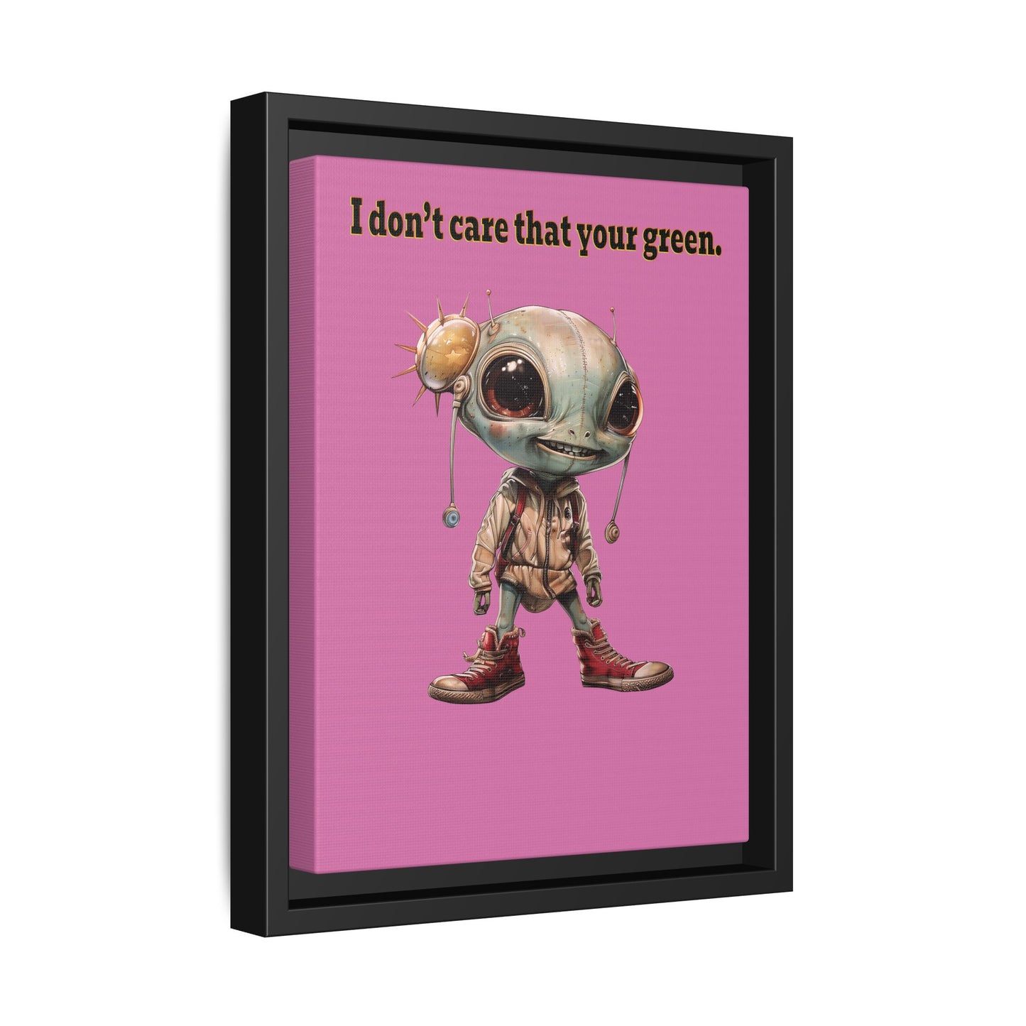 I don't care that your green - framed canvas art (light pink)