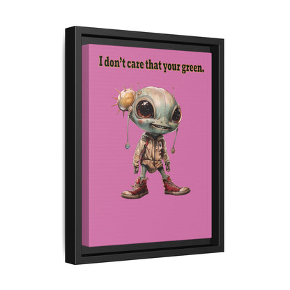 I don't care that your green - framed canvas art (light pink)