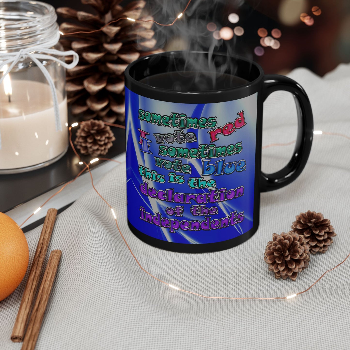 declaration of the independents - Black Mug (blue-white wave)