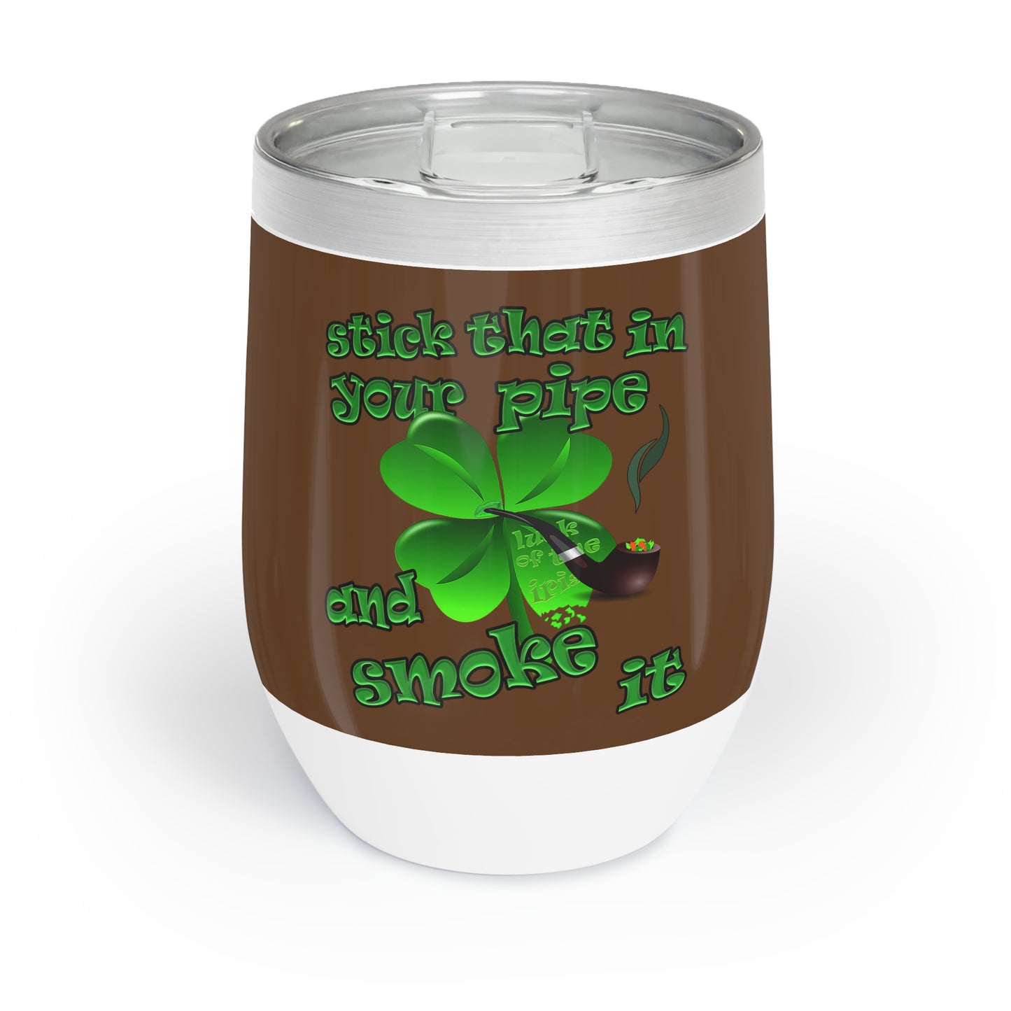 celtics logo - Chill Wine Tumbler (brown)