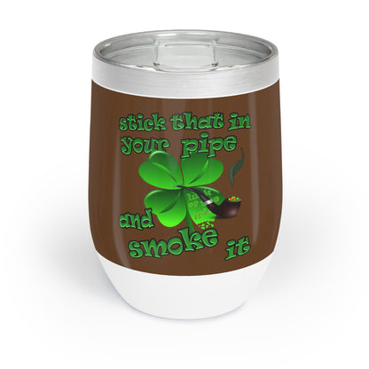 celtics logo - Chill Wine Tumbler (brown)