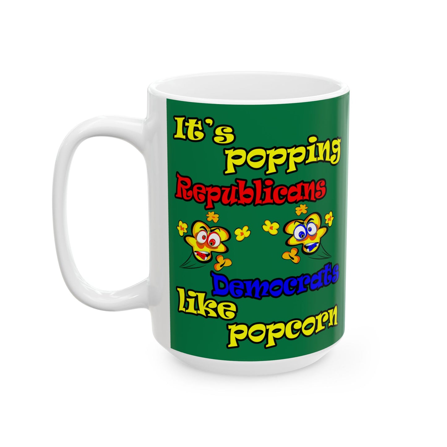 popping like popcorn - White Mug (dark green)