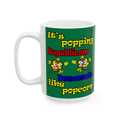 popping like popcorn - White Mug (dark green)