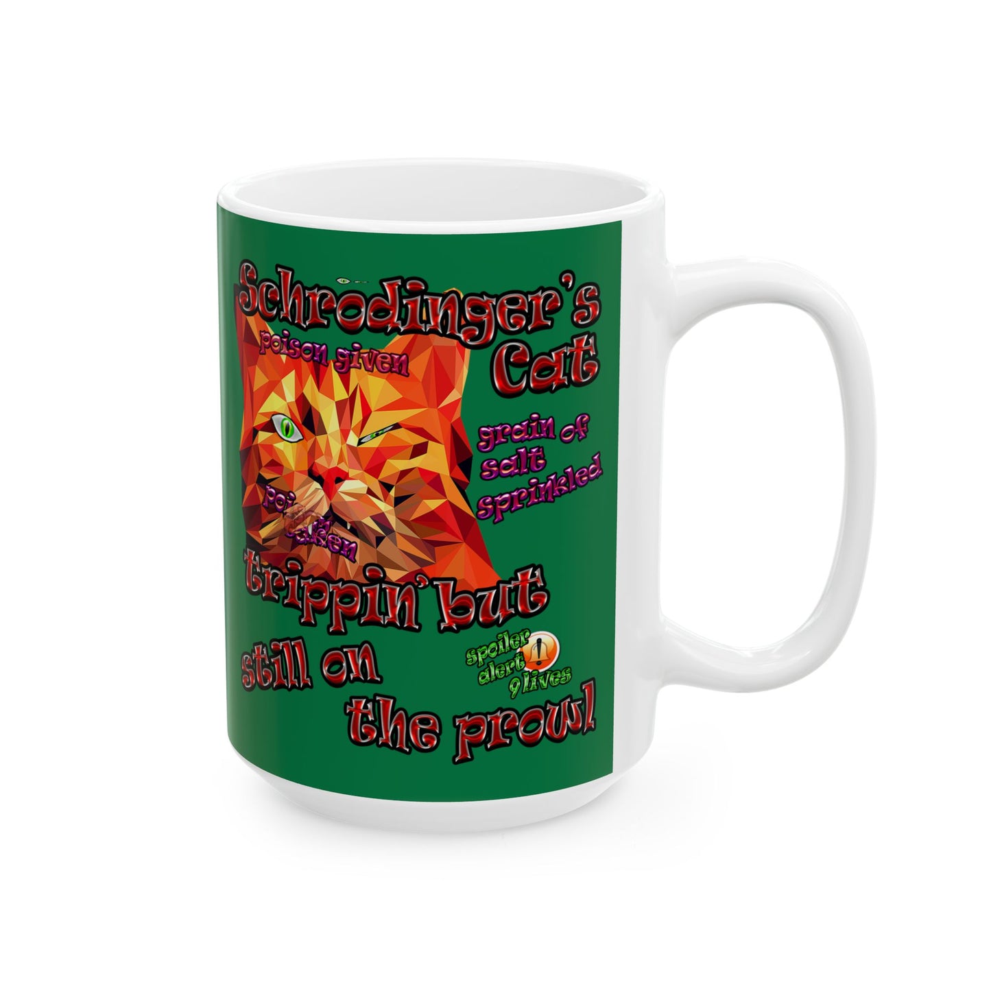 schrodinger's cat - White Mug (dark green)