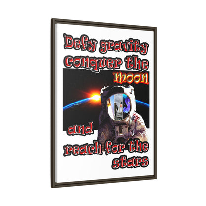 defy conquer reach - framed canvas art (white)