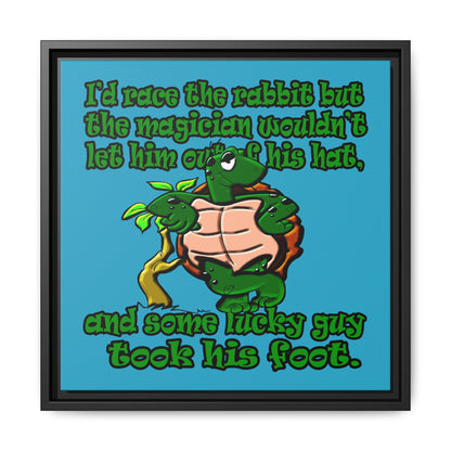 turtle race - framed canvas art (turquoise)