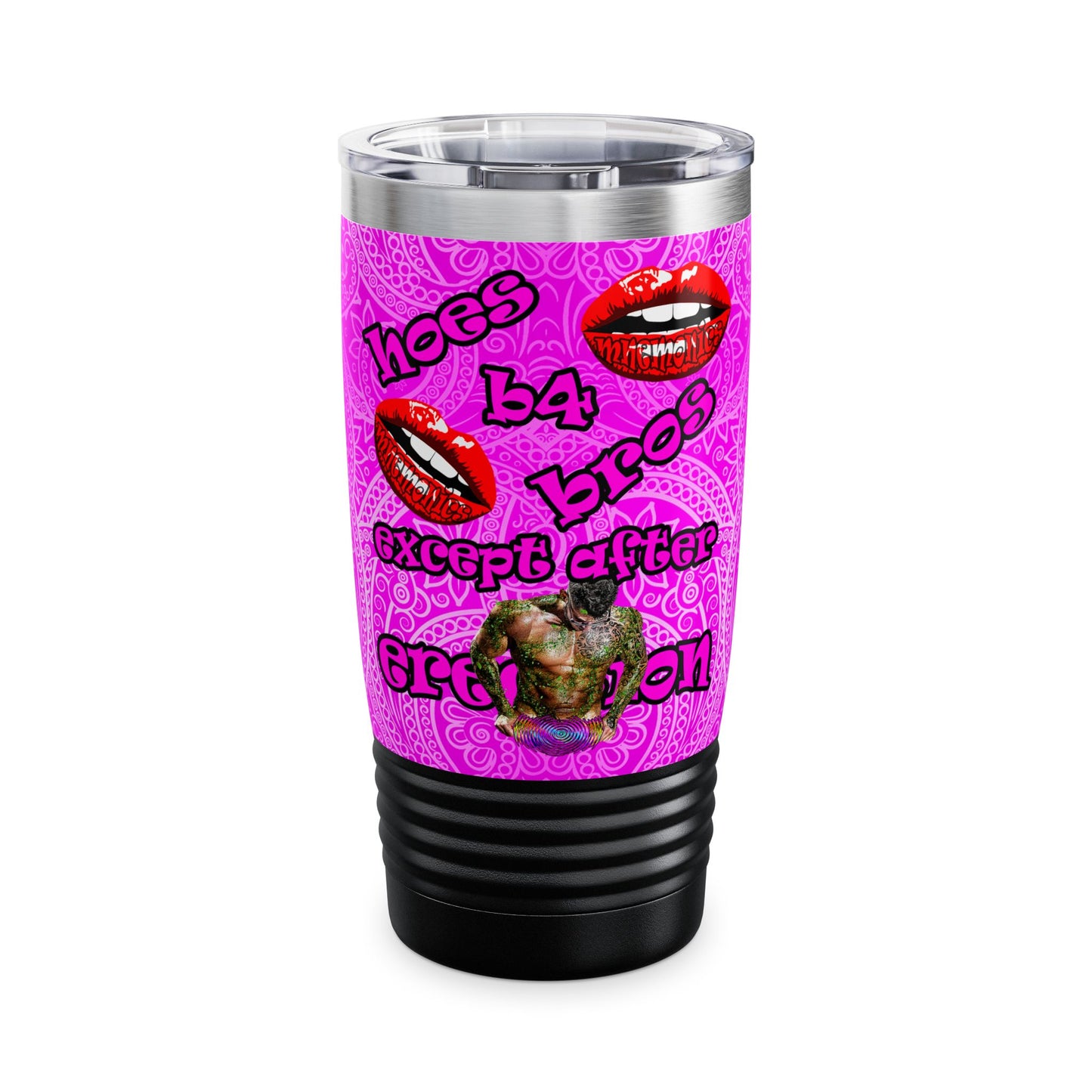 hoes b4 bros - Ringneck Tumbler, 20oz (pink swirl)