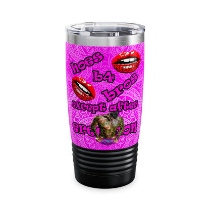 hoes b4 bros - Ringneck Tumbler, 20oz (pink swirl)