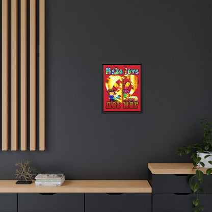 love peace - framed canvas art (dark red)
