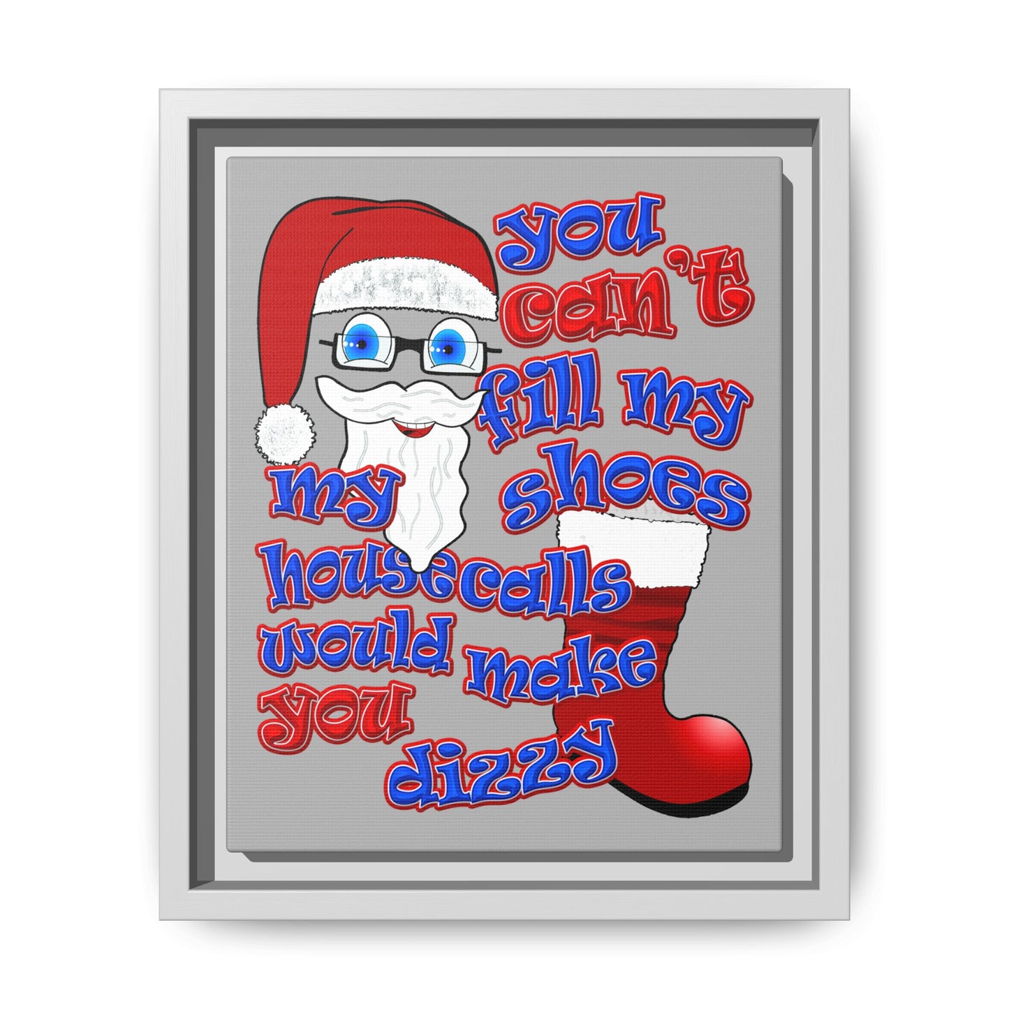 santa's shoes - framed canvas art (light grey)