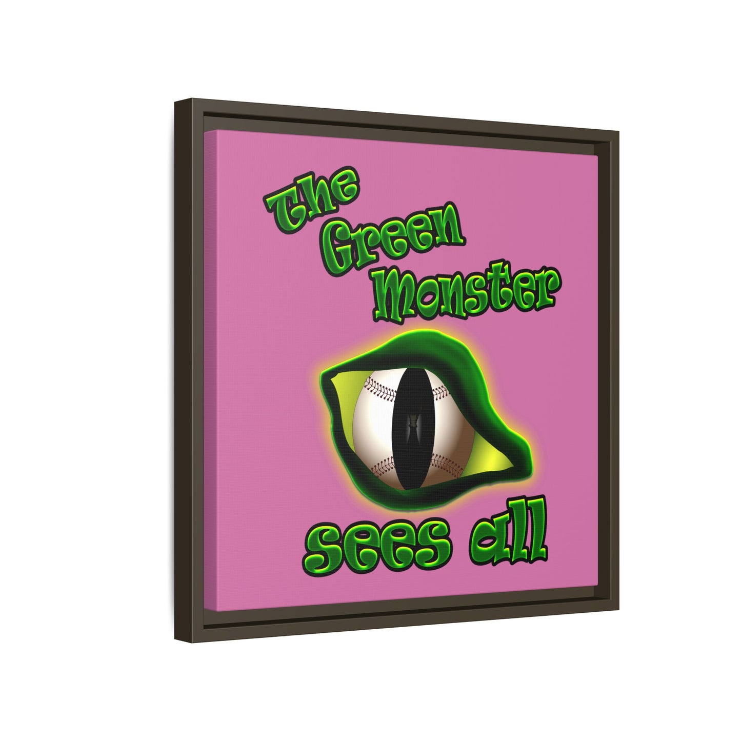 green monster - framed canvas art (light pink)