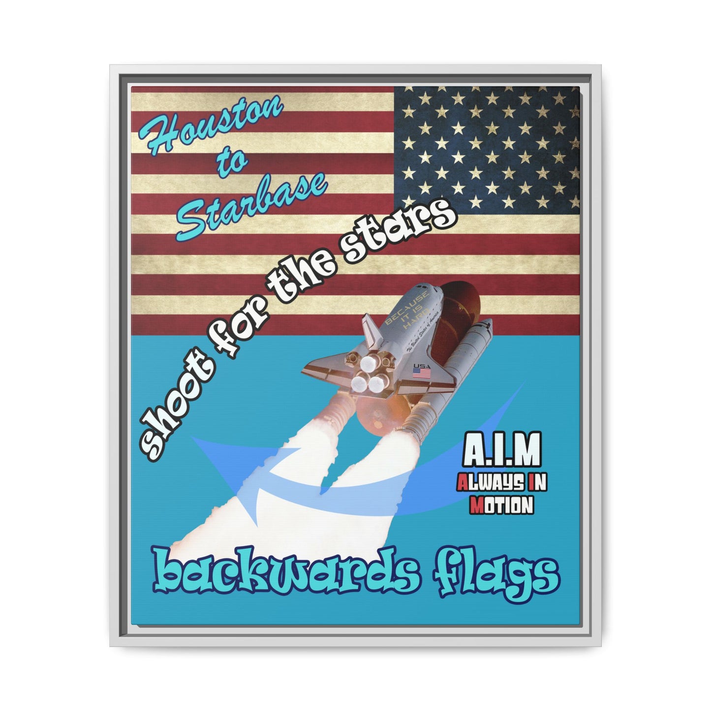 shoot for the stars - framed canvas art (turquoise)