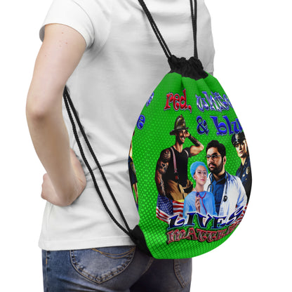rw&b lives matter - Drawstring Bag (logo green)