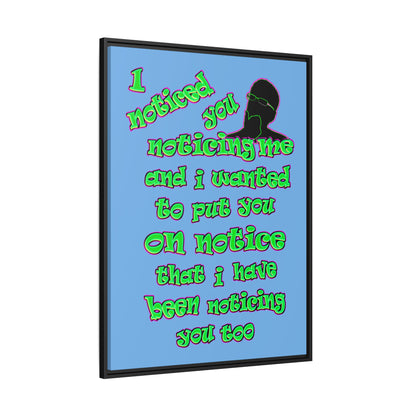 noticed you noticing - framed canvas art (light blue)