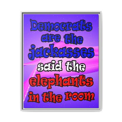 donkeys and elephants - framed canvas art (purple-pink wave)
