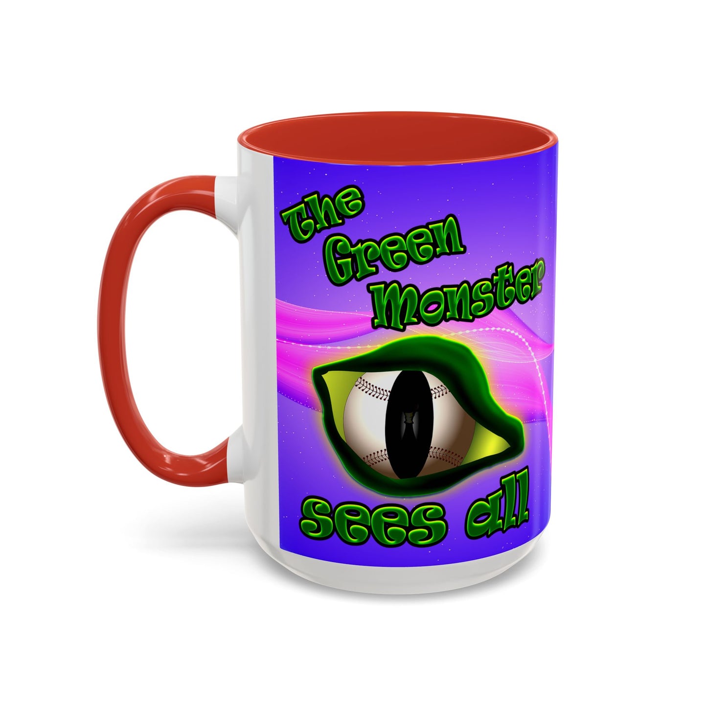 green monster - Accent Mug (purple-pink wave)