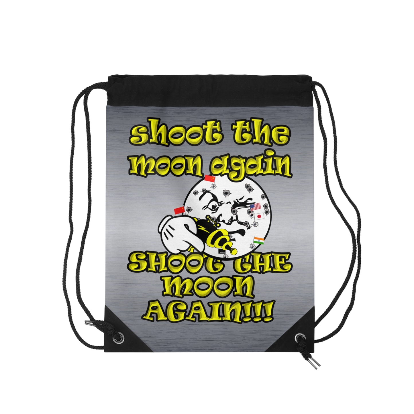 shoot the moon again - Drawstring Bag (brushed nickel)