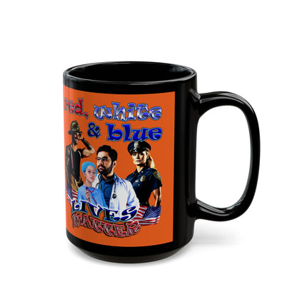 rw&b lives matter - Black Mug (orange)
