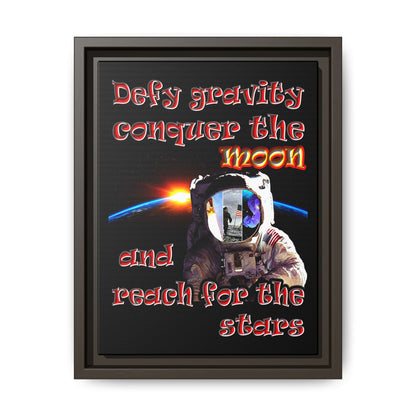 defy conquer reach - framed canvas art (black)